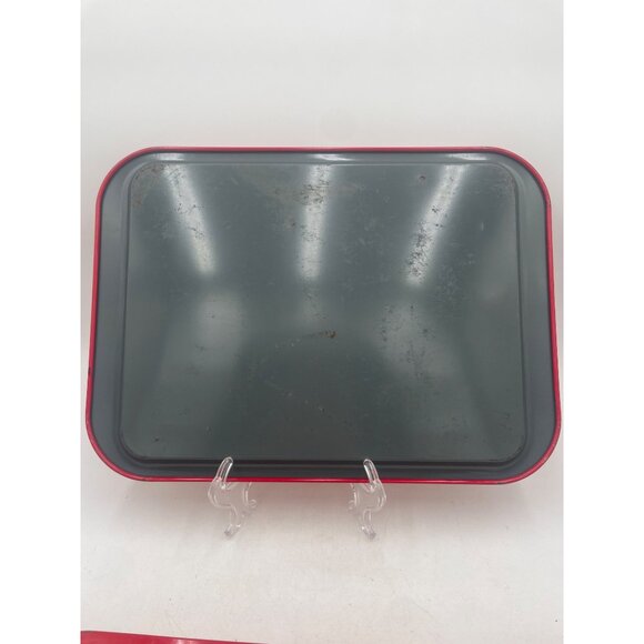 Vintage Red Metal Daisy Floral Serving Tray1950’s Mid-Century  Daisy Border - Picture 6 of 8